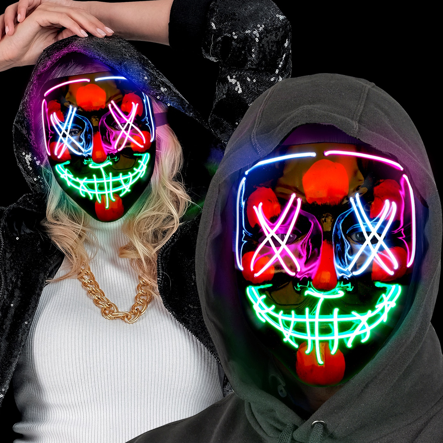 NEU LED-Maske Halloween bunt, grenverstellbar Bild 2