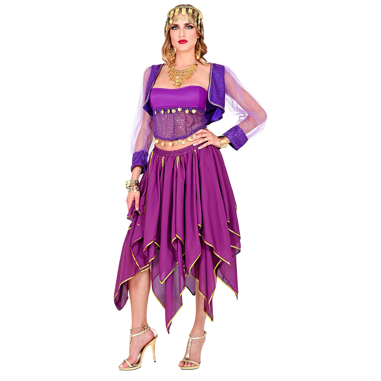 NEU Damen-Chiffon-Rock Bauchtnzerin, mehrlagig, lila, Einheitsgre Bild 2