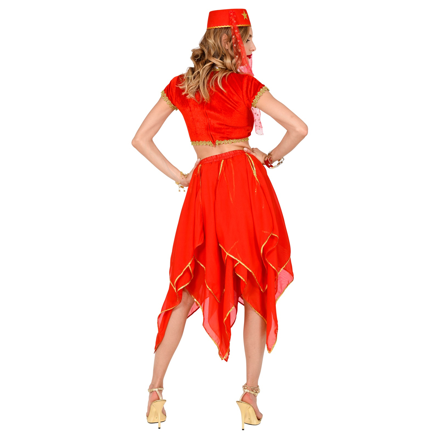 NEU Damen-Chiffon-Rock Bauchtnzerin, mehrlagig, rot, Einheitsgre Bild 3