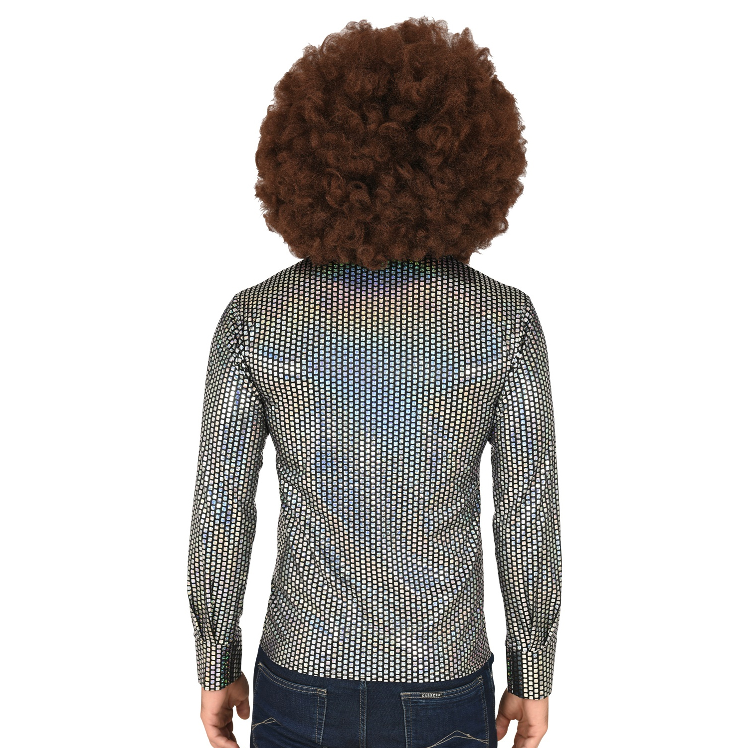 NEU Disco-Hemd 70er-Muster, Glitzer-Silber, Gr. S-M Bild 3
