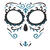 NEU Gesichts-Tattoos / Aufkleber Halloween Tag der Toten, blau, glitzernd, selbstklebend