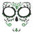 NEU Gesichts-Tattoos / Aufkleber Halloween Tag der Toten, grn, glitzernd, selbstklebend