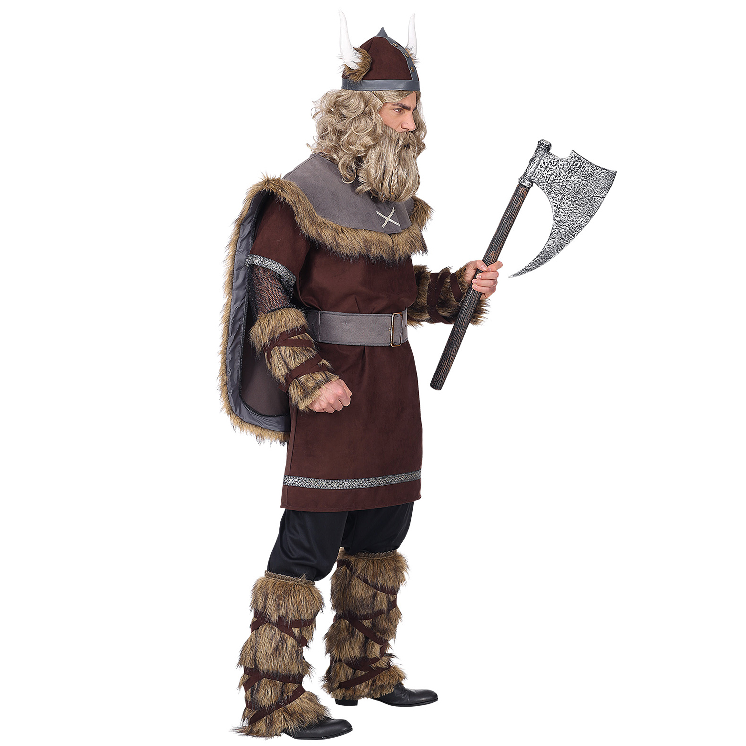 NEU Herren-Kostm Wikinger Hutpling, mit Oberteil, Hose, Stulpen, Grtel & Helm, Gr. S Bild 2