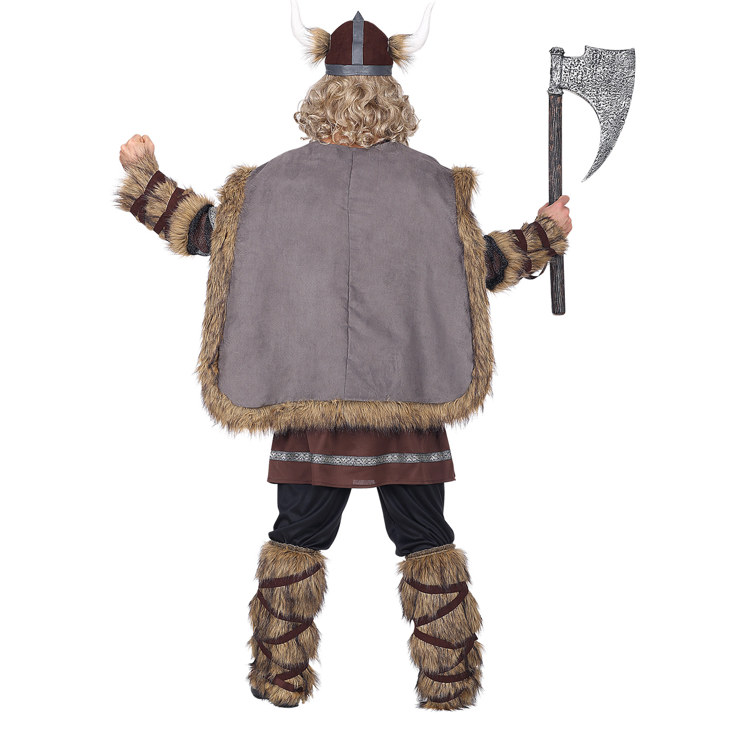 NEU Herren-Kostm Wikinger Hutpling, mit Oberteil, Hose, Stulpen, Grtel & Helm, Gr. S Bild 3