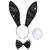 NEU Bunny- / Hasen-Set Schwarz mit Glitzer - Ohren-Haarreif, Fliege & Schwanz