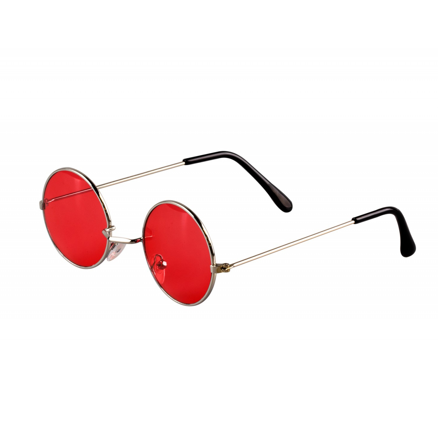 Brille Hippie, runde, rote Glser aus Metall - Rot