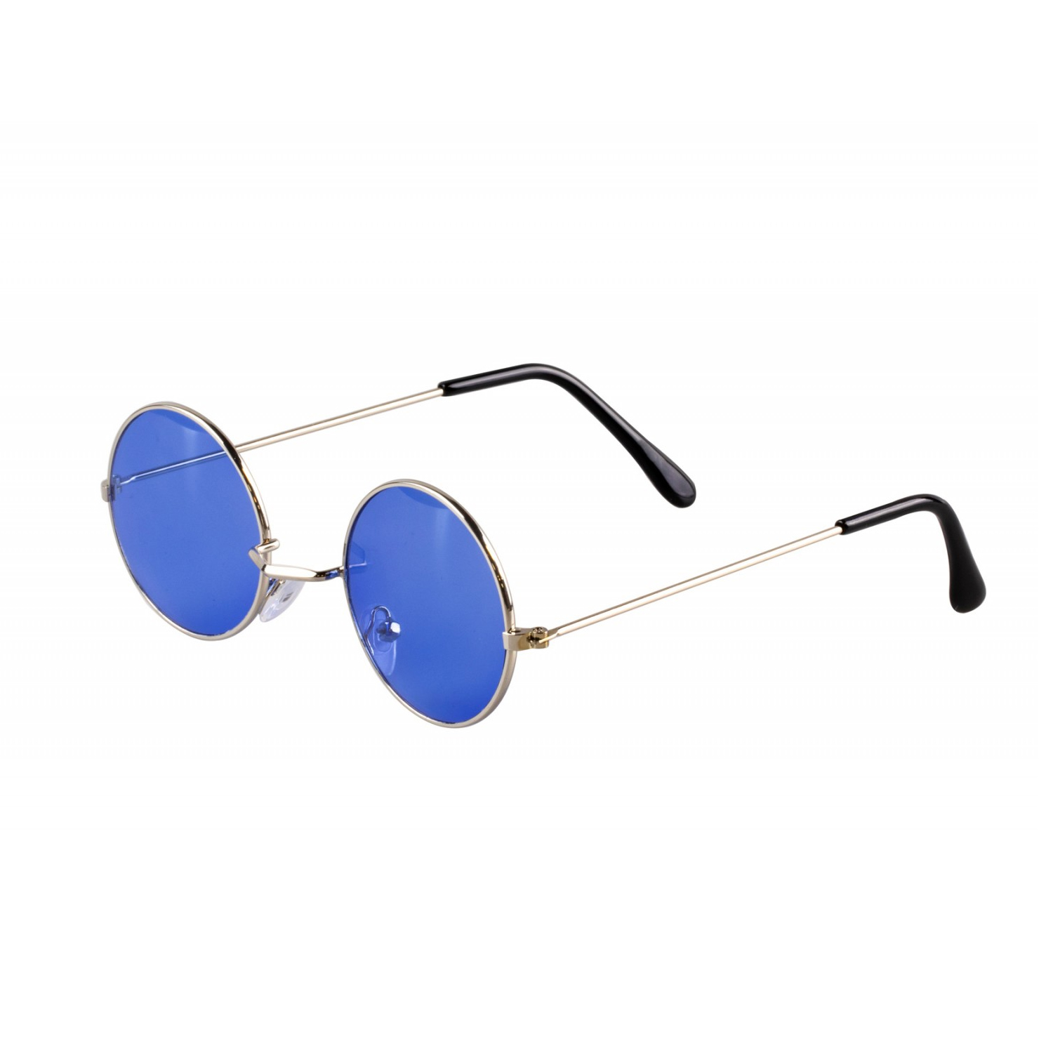 Brille Hippie, runde, blaue Glser aus Metall - Blau