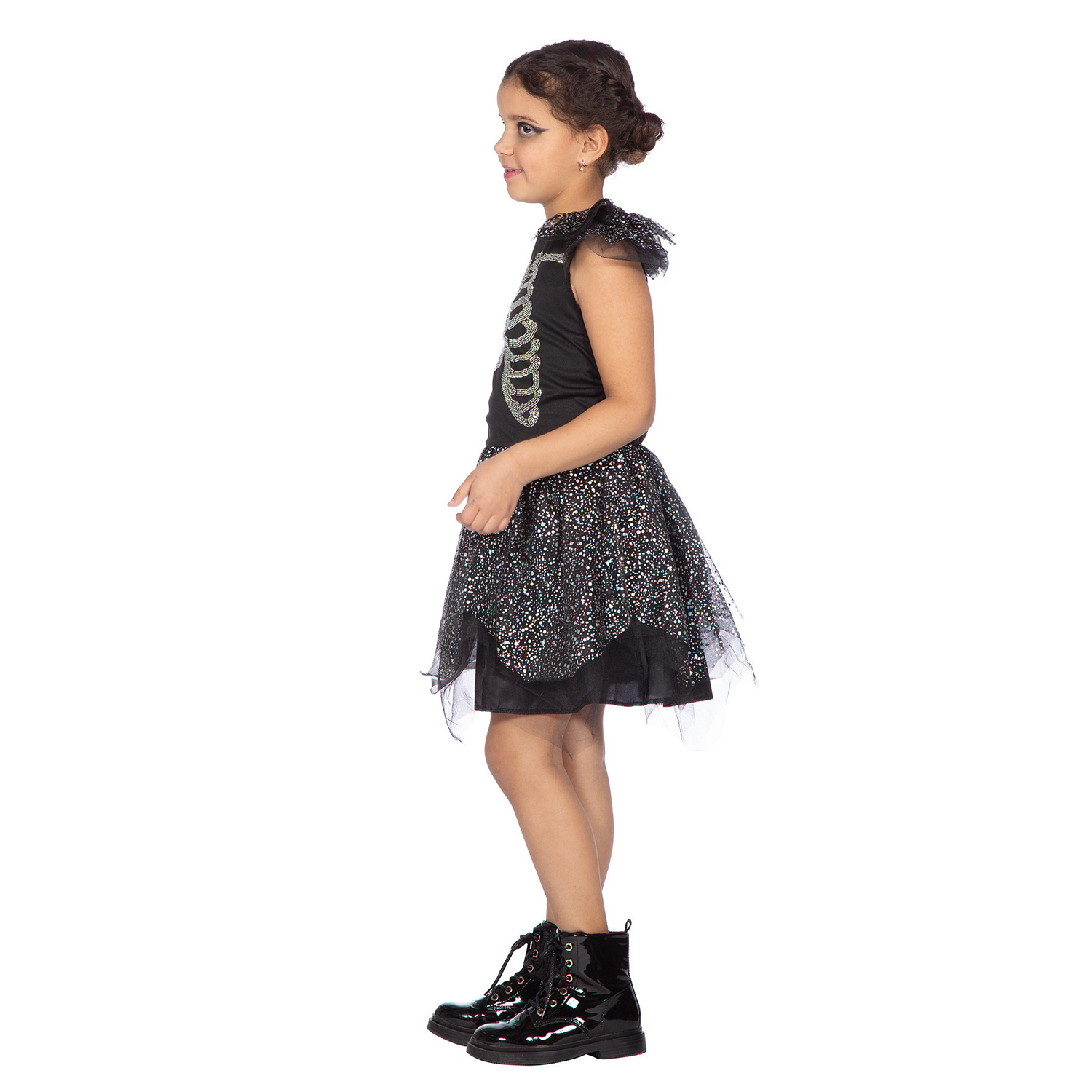 NEU Kinder-Kostm Skelett-Kleid mit Glitzersteinen, Gr. 104 Bild 2