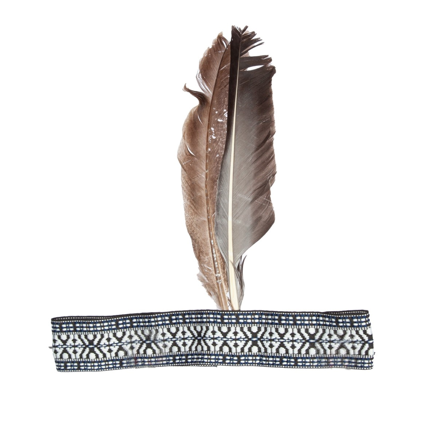 Indianer-Stirnband mit Feder, beige-blau Bild 2