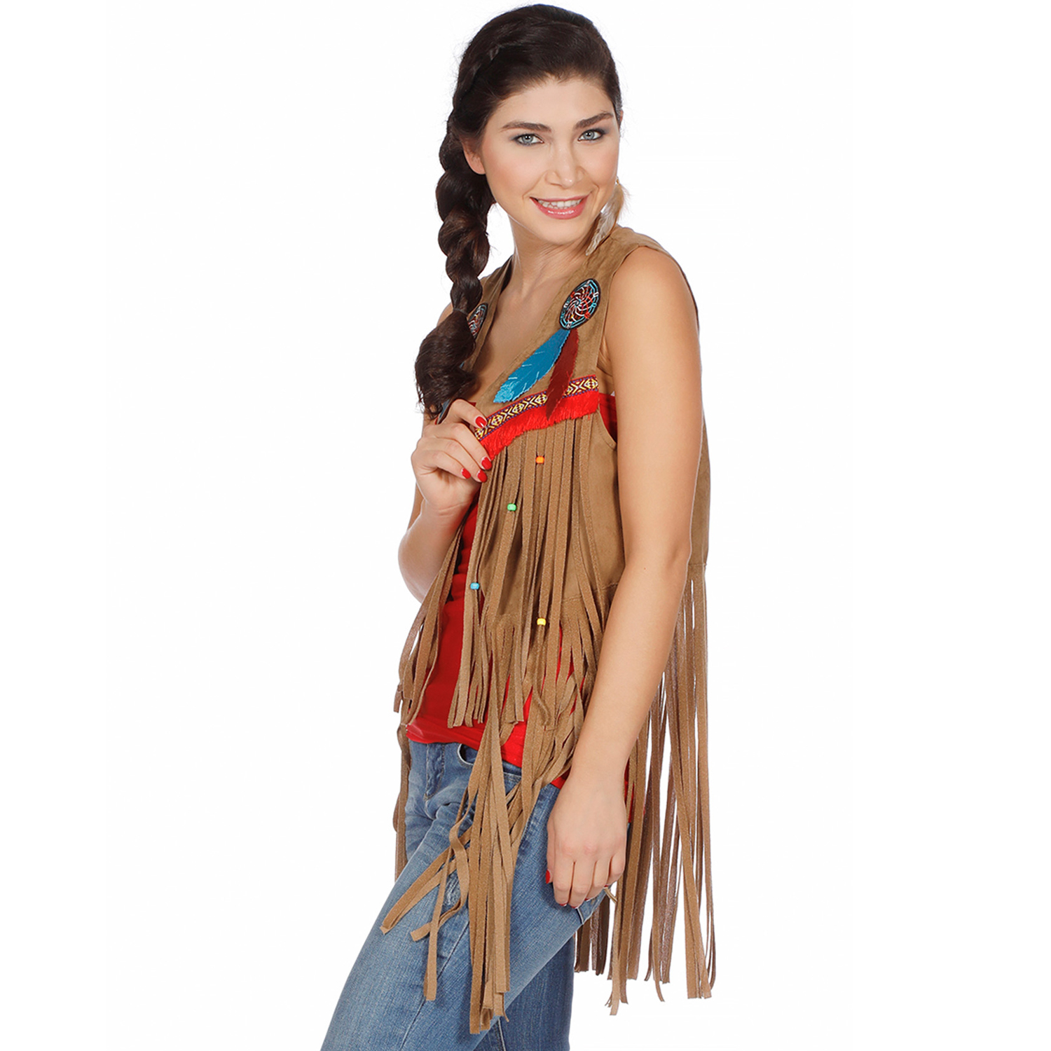 Damen-Weste Hippie / Indianerin mit Fransen, Gr. 34-36 Bild 2