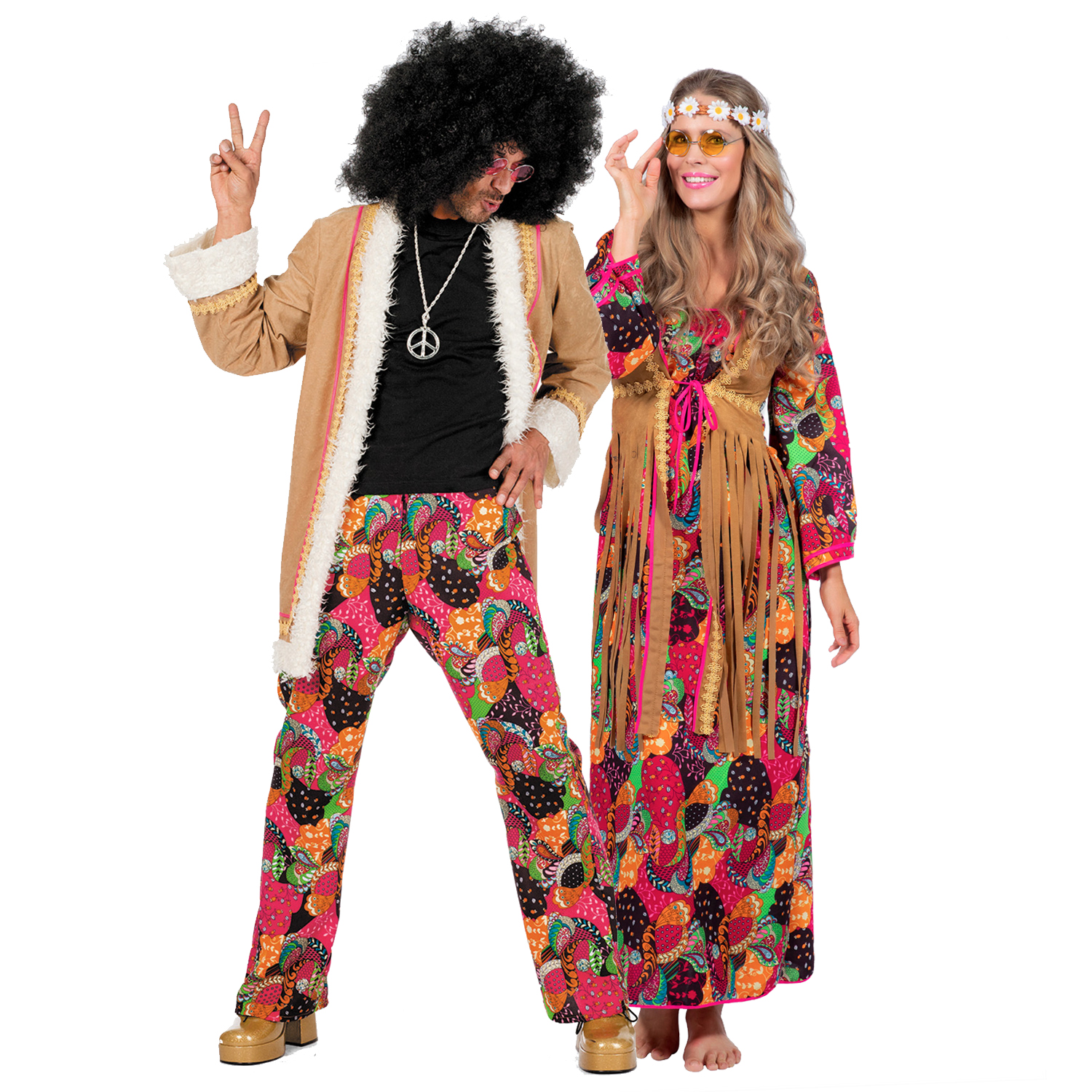Damen-Kostüm Hippie Kleid bunt, Gr. 36 Bild 4