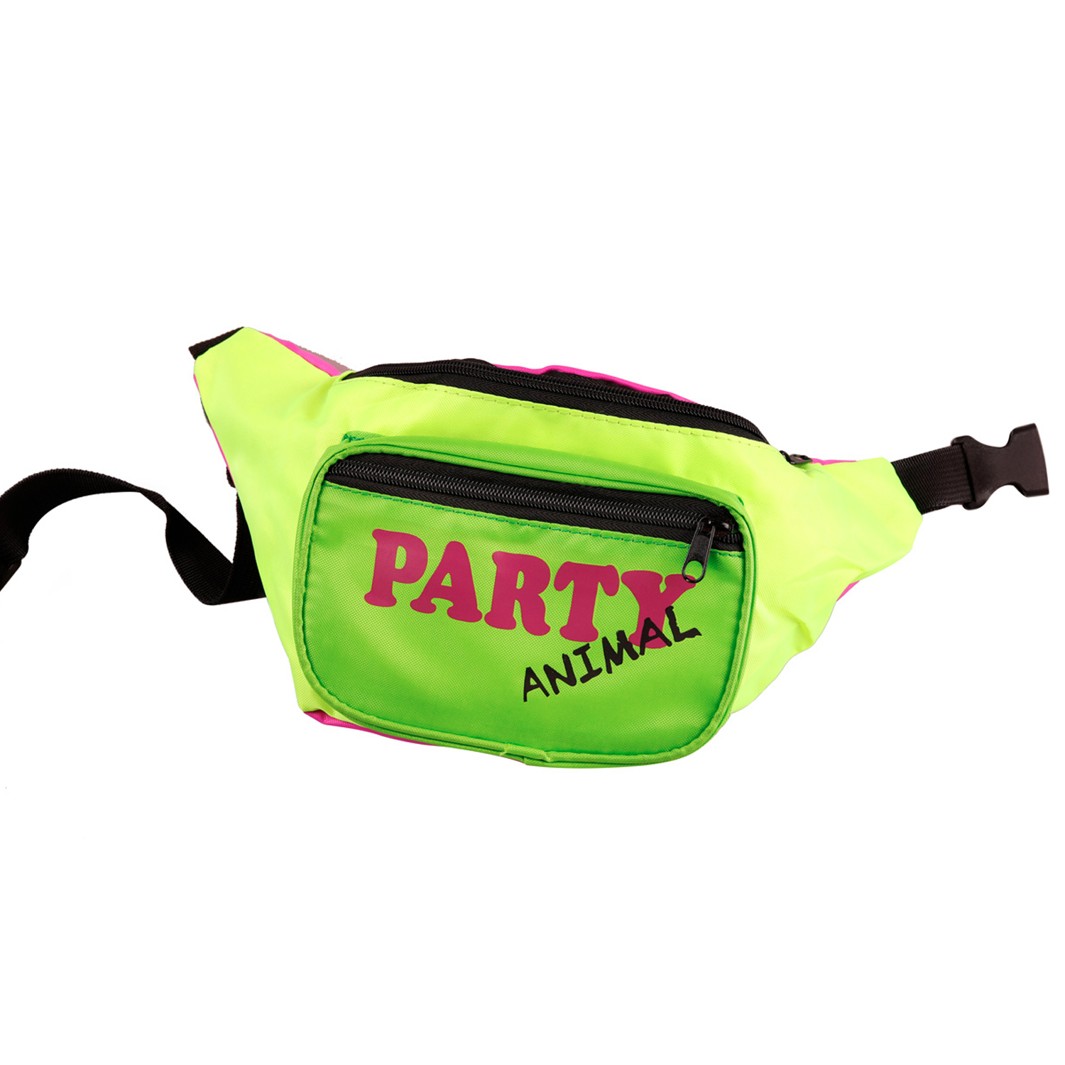 Bauchtasche 80er-Jahre Party Animal, neon-bunt, mit Reiverschluss Bild 2