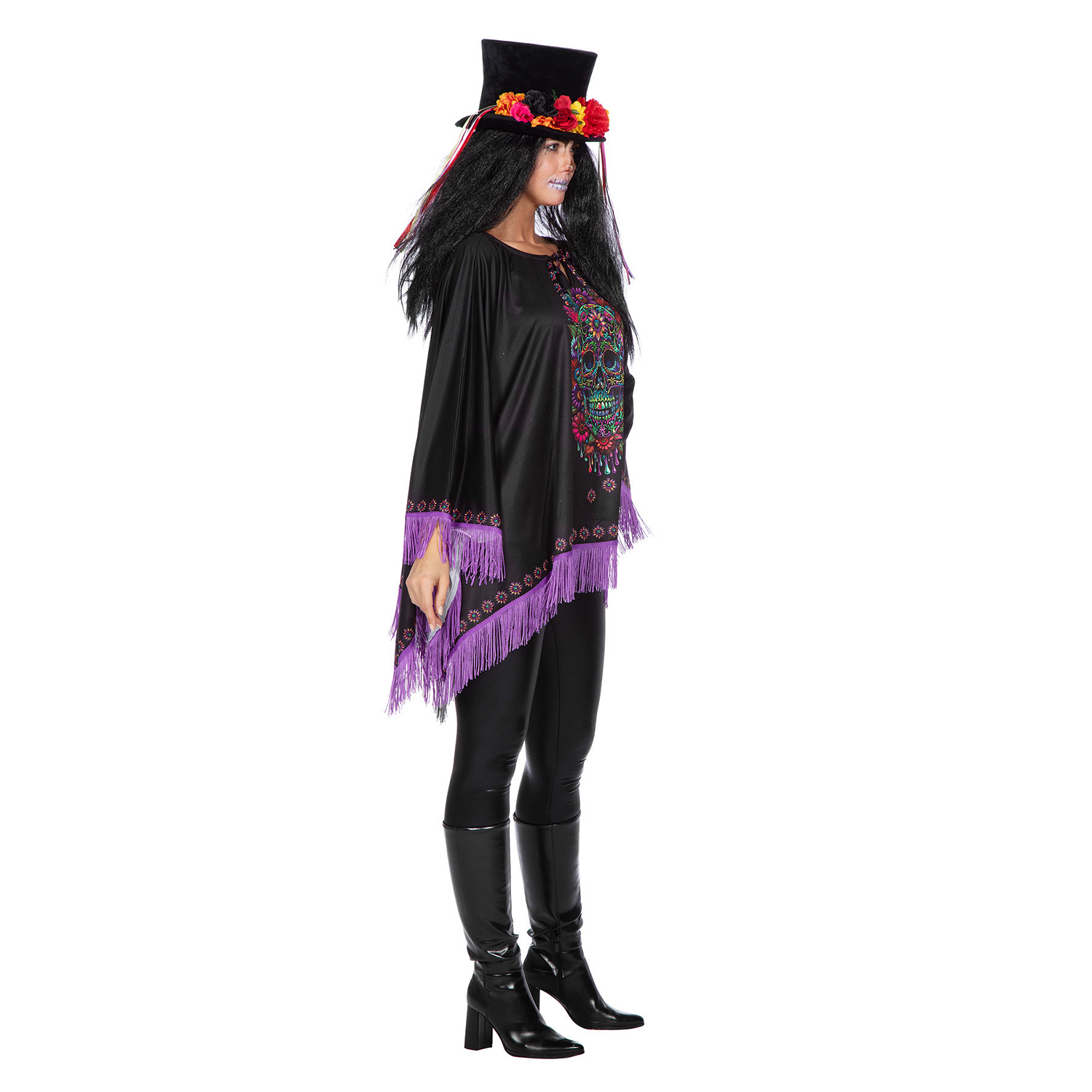 NEU Damen-Kostm Poncho Day of the Dead mit Fransen, Einheitsgre Bild 2