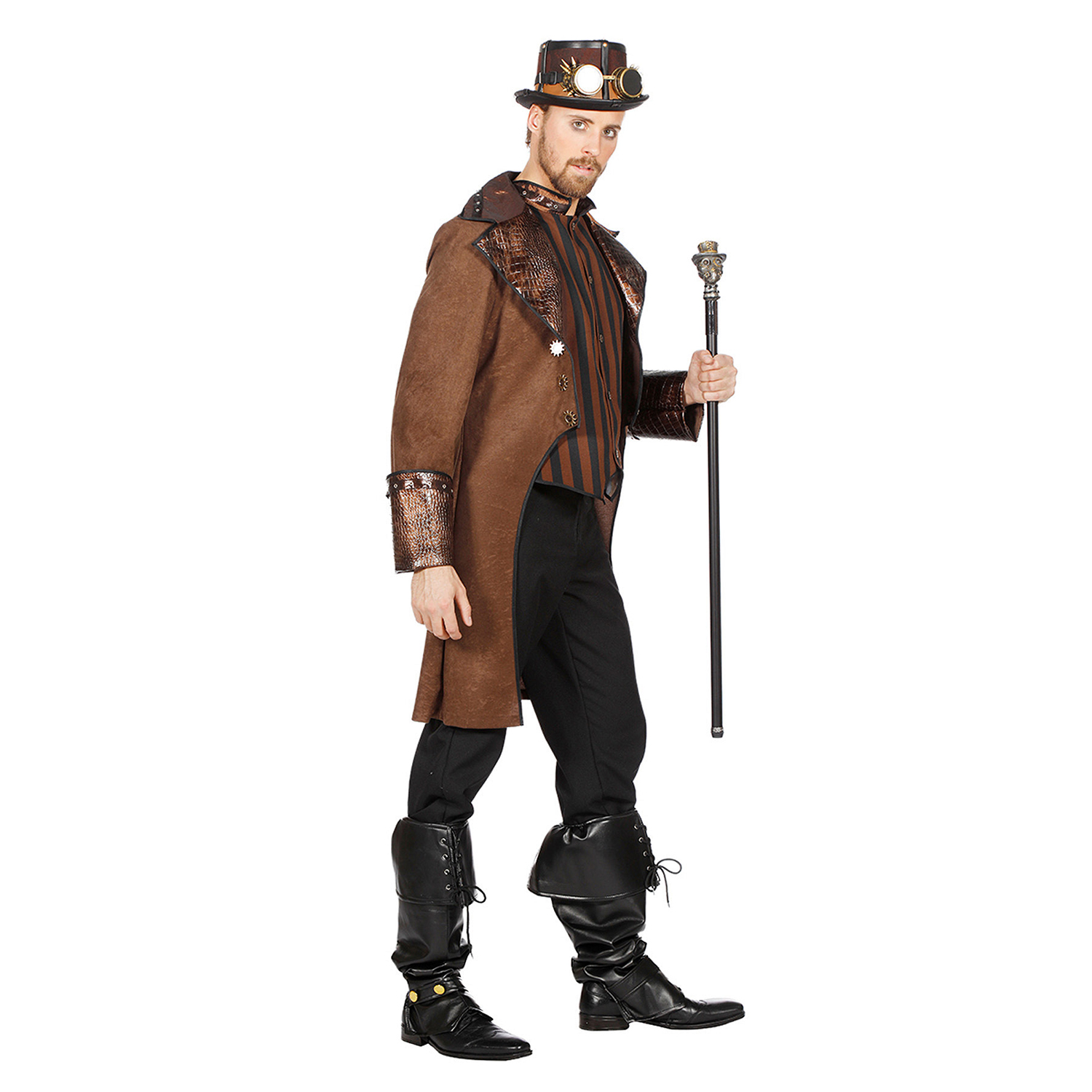 NEU Herren-Kostm Steampunk-Mantel Snake, braun, Gr. 48 Bild 2
