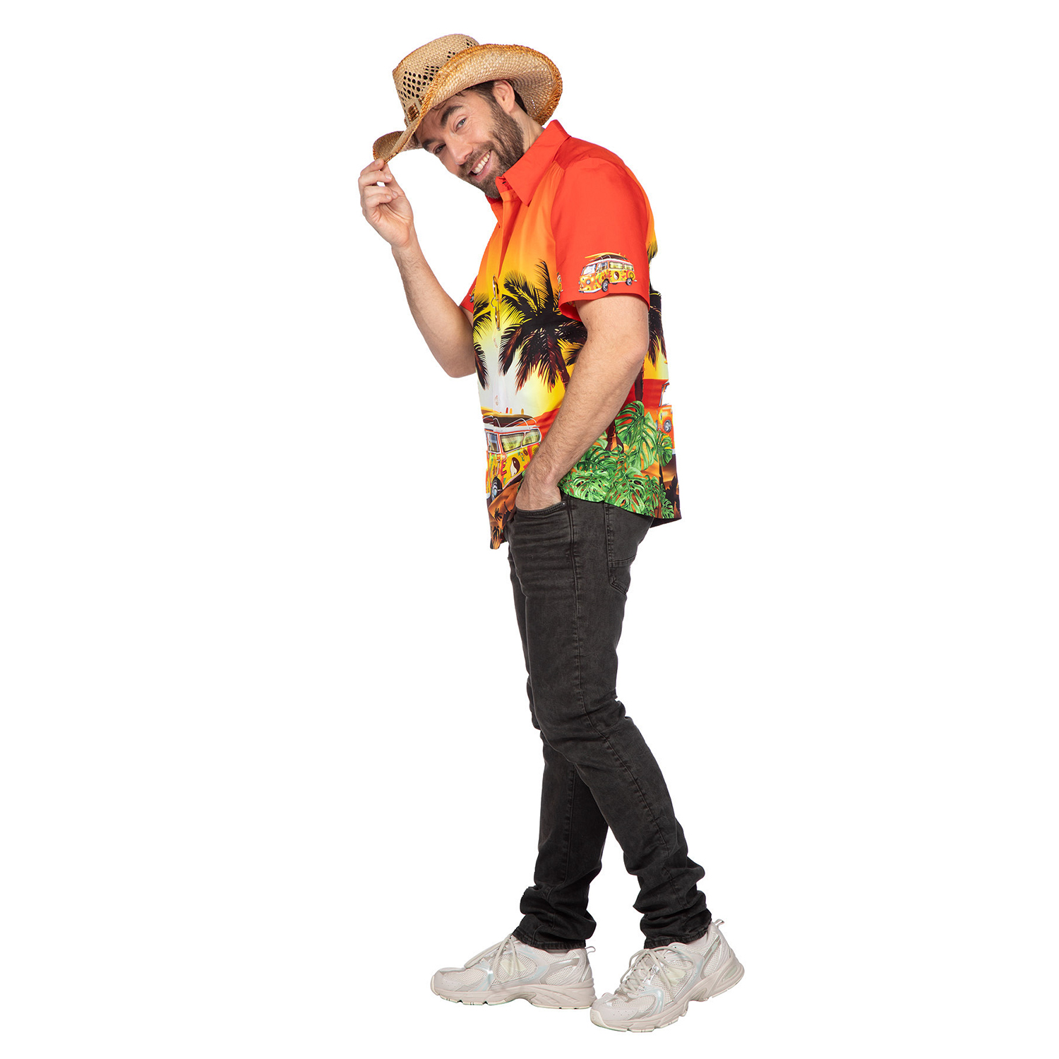 NEU Herren-Kostm Hawaii-Hemd Hippie-Van, bunt, Gr. S Bild 2