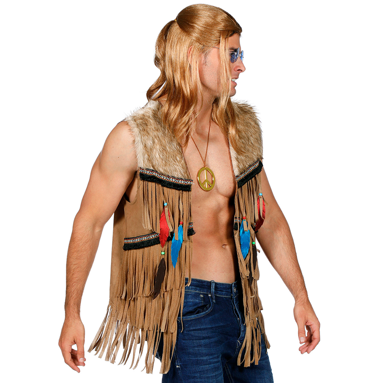 Herren-Weste Hippie / Indianer mit Fransen, Gr. 48 Bild 2