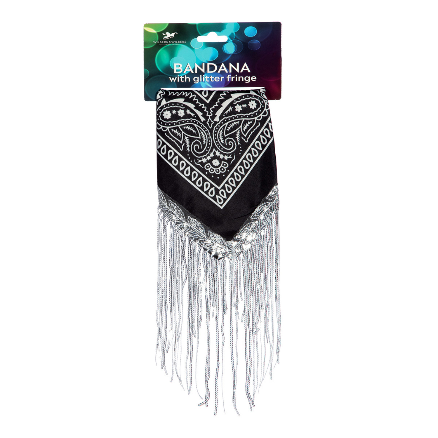 NEU Halstuch Bandana mit Strass-Fransen, schwarz-silber Bild 2