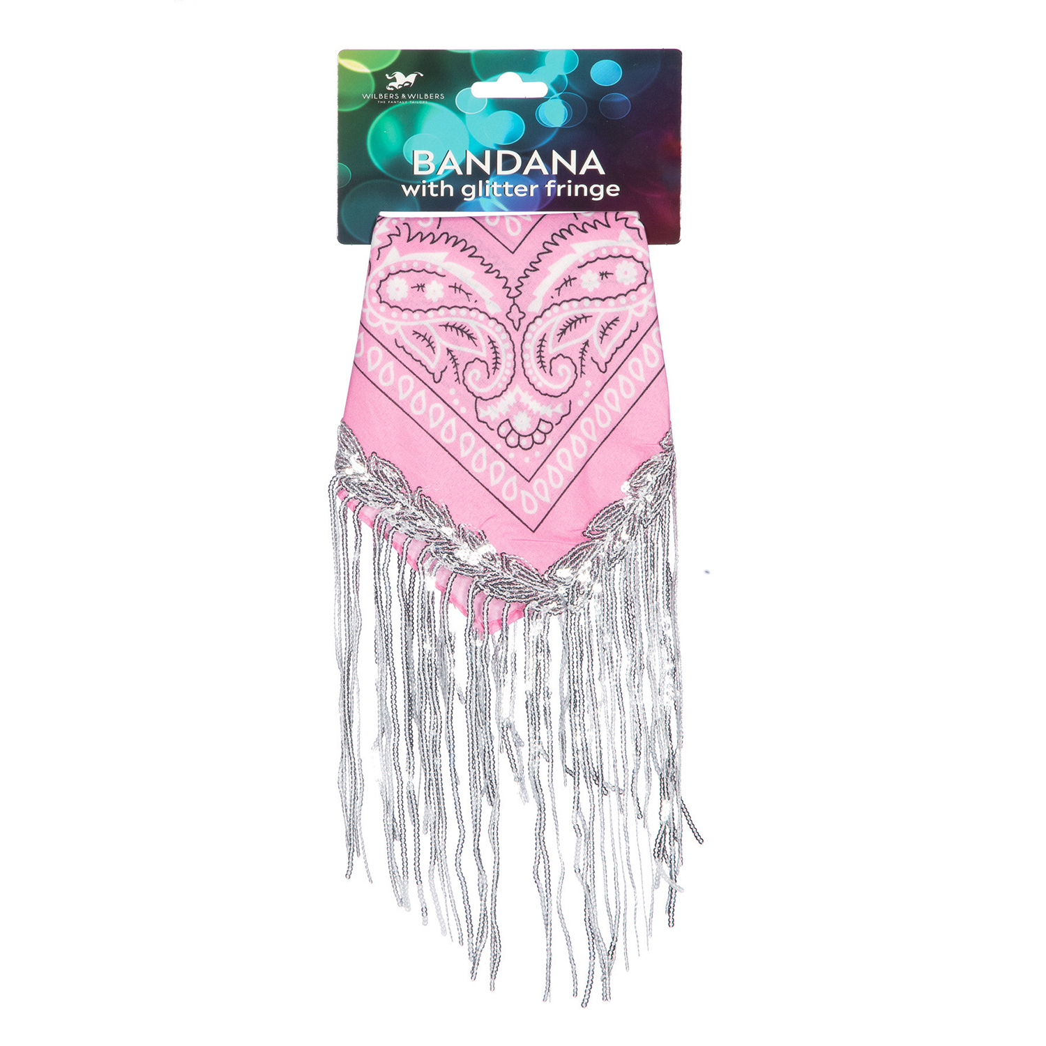 NEU Halstuch Bandana mit Strass-Fransen, rosa-silber Bild 2