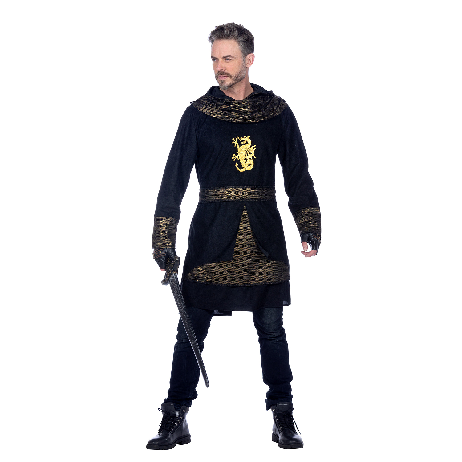 NEU Herren-Kostm Schwarzer Ritter, Oberteil mit Kapuze, Gr. S Bild 2