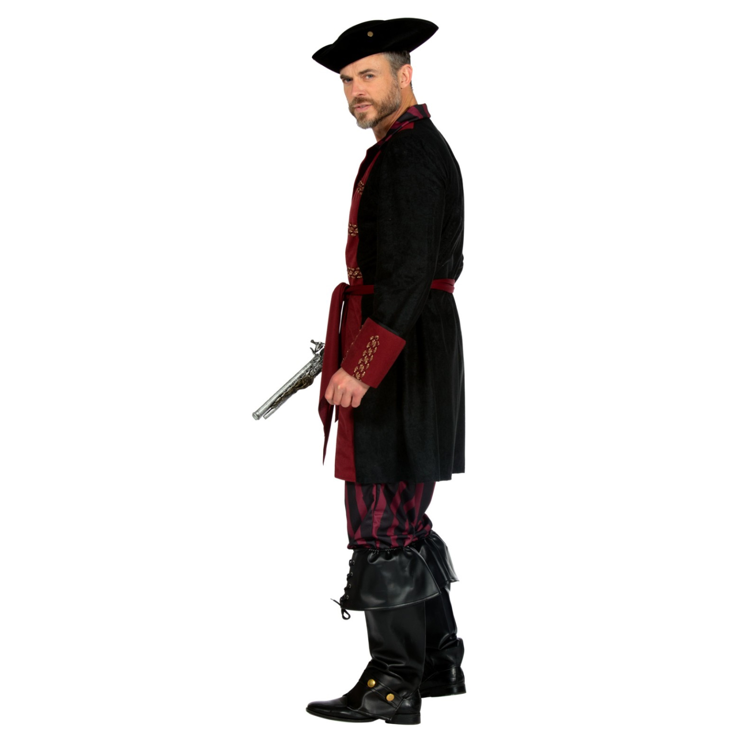 NEU Herren-Kostüm Pirat, burgund-schwarz, Gr. S Bild 2