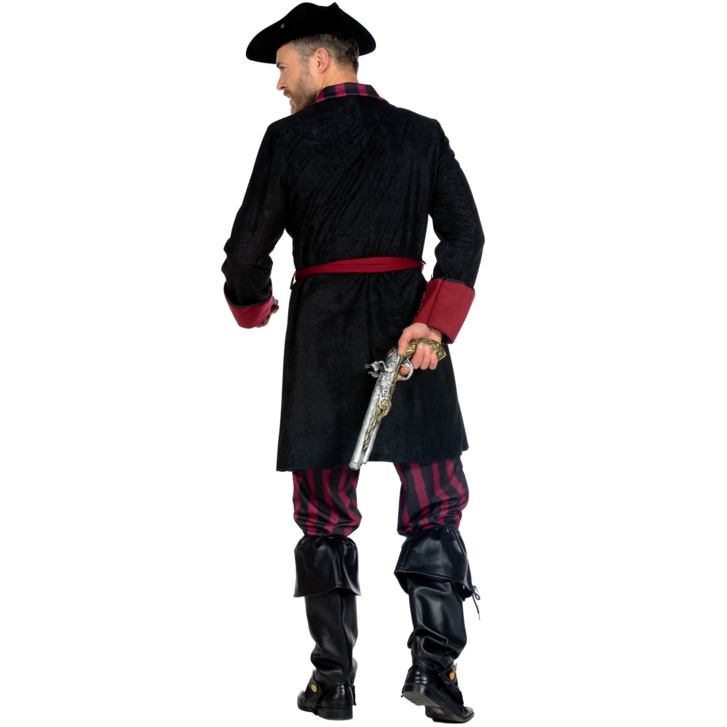 NEU Herren-Kostüm Pirat, burgund-schwarz, Gr. S Bild 3