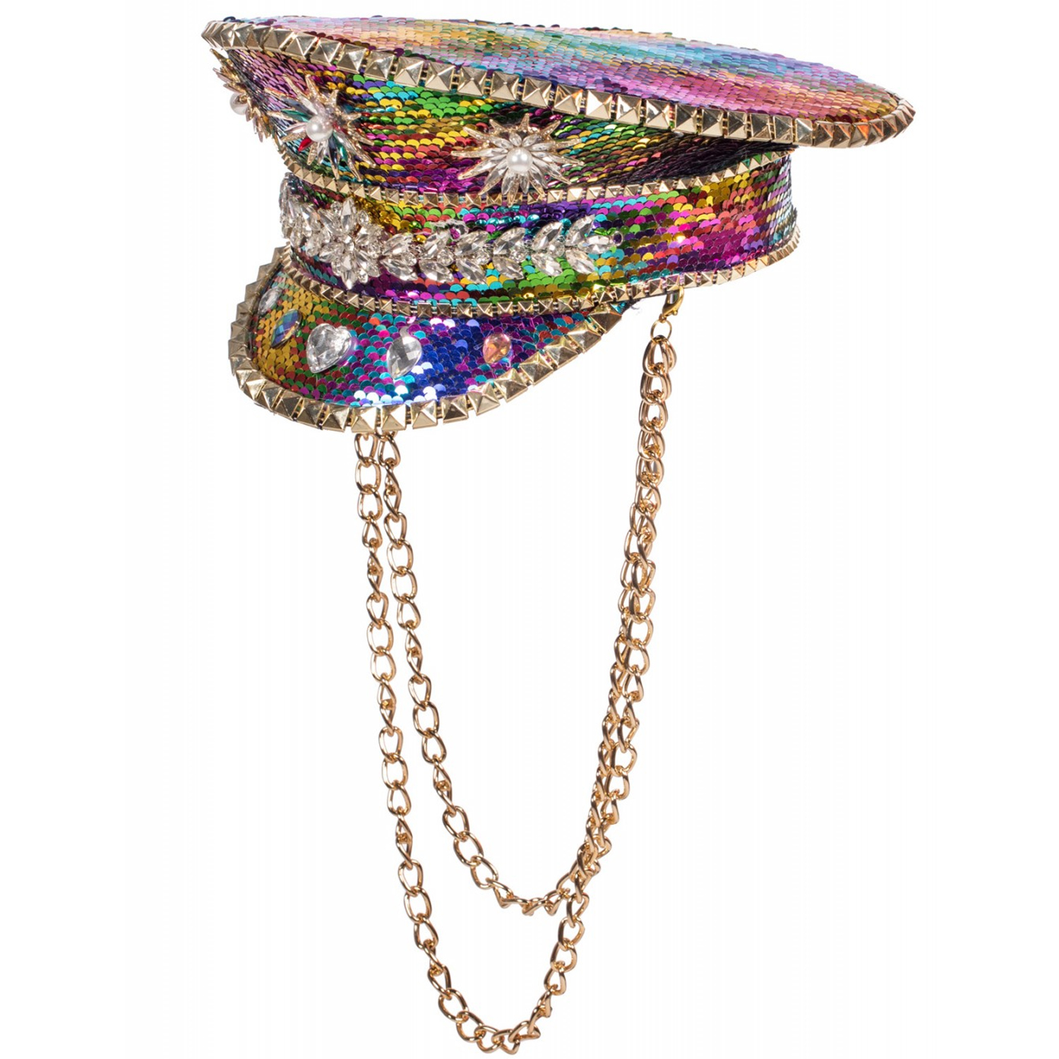 Hut Kapitnsmtze Burning Man, multicolor, mit Kette Bild 2