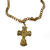 Kette Kreuz, gold mit Steinchen