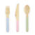 Holz-Besteck Gabel / Messer / L�ffel - Farbig sortiert, 16 cm, 18 St�ck