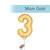 SALE Folienballon Zahl 3 am Stab, ca. 36cm, gold - Ziffer: 3