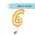 SALE Folienballon Zahl 6 am Stab, ca. 36cm, gold - Ziffer: 6