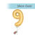 Folienballon Zahl 9 am Stab, ca. 36cm, gold - Ziffer: 9