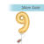 SALE Folienballon Zahl 9 am Stab, ca. 36cm, gold - Ziffer: 9