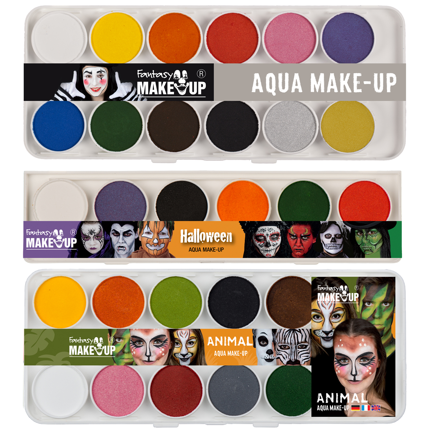 SALE Fantasy Aqua-Make-Up Schminke auf Wasserbasis, Malkästen / Paletten - Verschiedene Ausführungen