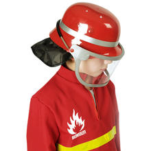 Helm Feuerwehr mit Visier und Nackentuch, rot, Kunststoff