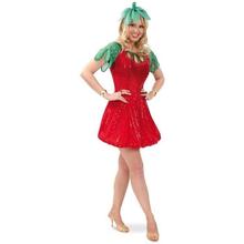SALE Damen-Kostüm Erdbeere, Kleid mit Hut, Gr. 42