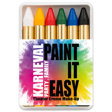 NEU PAINT IT EASY Theater Creme-Make-Up, Schminkstifte auf Fettbasis, in Kunststoffbox, 6 Stck