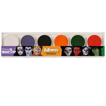 SALE Fantasy Aqua-Make-Up Schminke auf Wasserbasis, Malkasten mit Pinsel, 6 Halloween-Farben