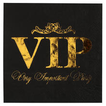 Serviette VIP Krone metallisiert, Schwarz, 33 x 33 cm, 10 St�ck