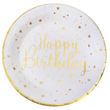 Teller Happy Birthday, Weiss, � 22.5 cm, 10 St�ck