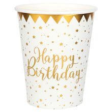 Becher Happy Birthday, Weiss, � 7.8 x 9.7 cm / 27cl, 10 St�ck