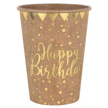 Becher Happy Birthday, Kraft, � 7.8 x 9.7 cm / 27cl, 10 St�ck