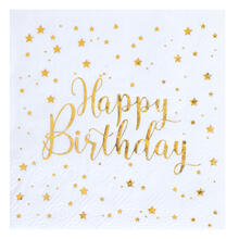 Serviette Happy Birthday, Weiss, 25 x 25 cm, 20 St�ck
