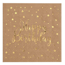 Serviette Happy Birthday, Kraft, 25 x 25 cm, 20 St�ck