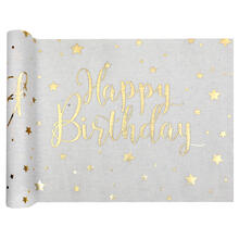 Tischl�ufer Happy Birthday, Weiss, 28 cm, L�nge 300cm