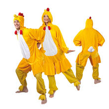 Damen- und Herren-Kostüm Overall Huhn, Gr. XL bis 190cm Körpergröße - Plüschkostüm, Tierkostüm