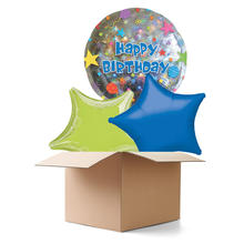 Ballongrsse Happy Birthday, Konfetti, 3 Ballons
