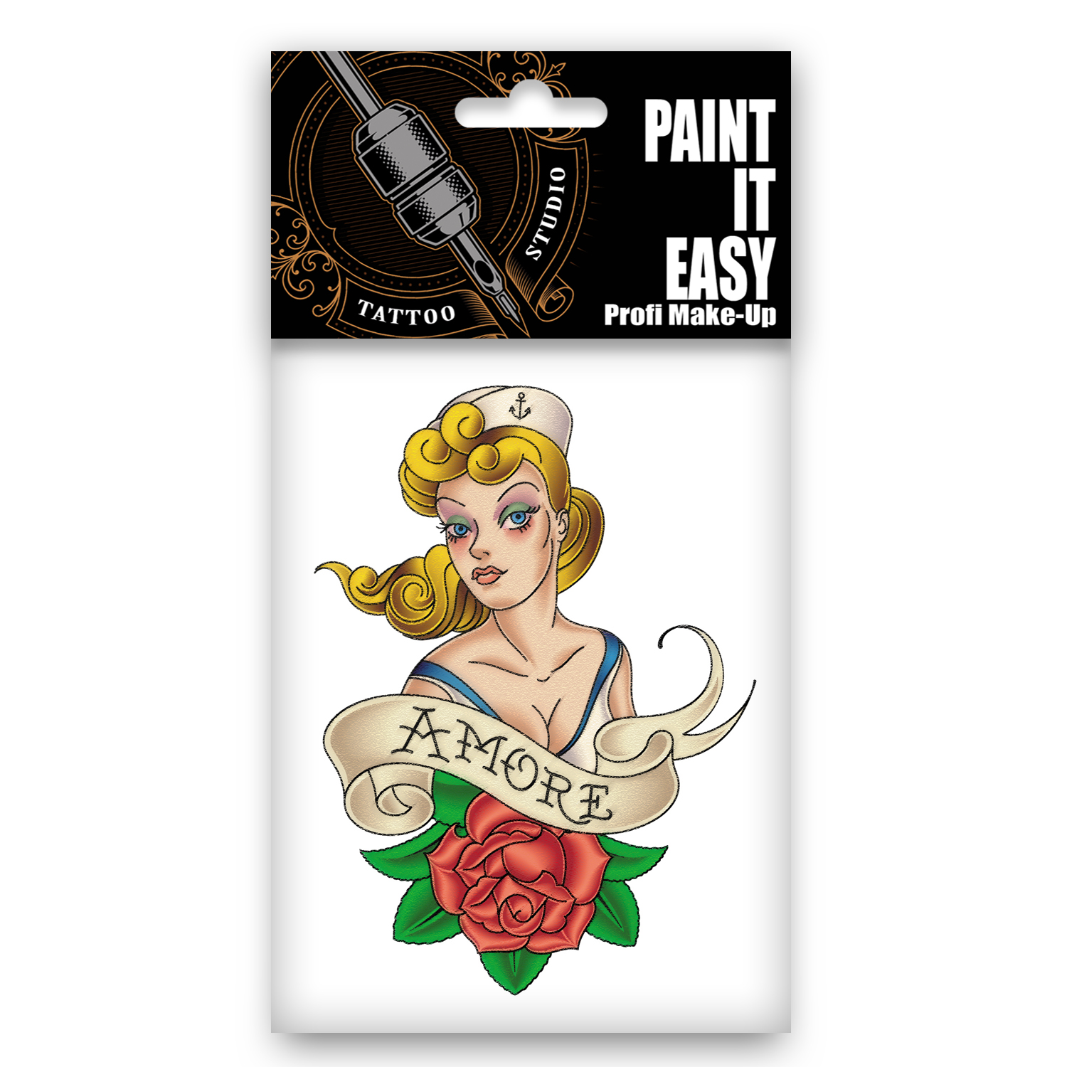 NEU Temporres Tattoo-Motiv Reality, 10,5 x 14,8cm, Maritim Pin Up Girl Amore