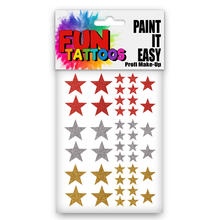 NEU Temporres Tattoo-Motiv, 10,5 x 14,8cm, Basic Glitter Sterne