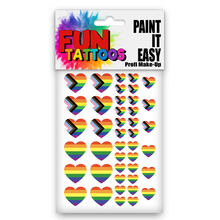 NEU Temporres Tattoo-Motiv, 10,5 x 14,8cm, Basic Regenbogen Herzen