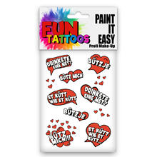 NEU Tempor�res Tattoo-Motiv, 10,5 x 14,8cm, Karneval Spr�che